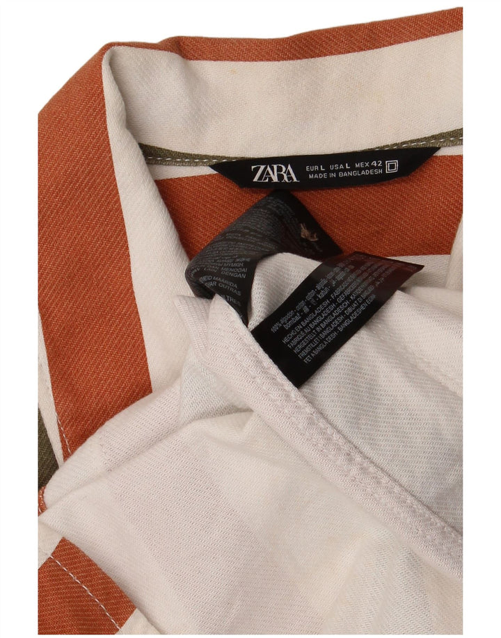 Zara Herre Overshirt Skjorte Stor flerfarvet stribet bomuld