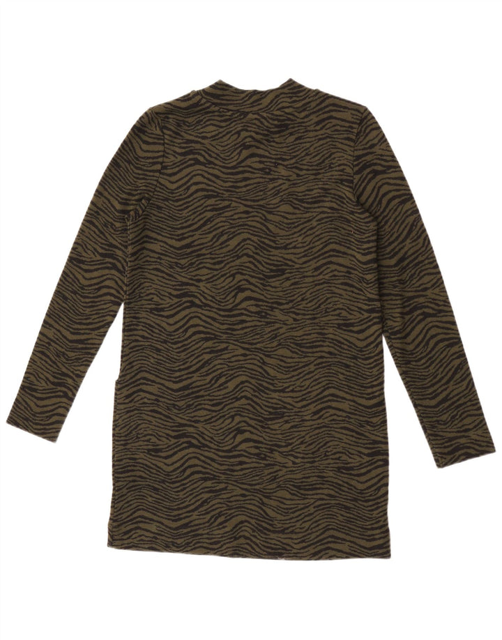 Marks & Spencer Womens Shift Dress UK 10 Small Khaki Animal Print