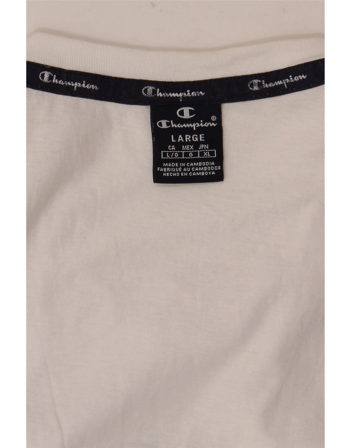 Champion Herre T-Shirt Top Stor Hvid Colourblock