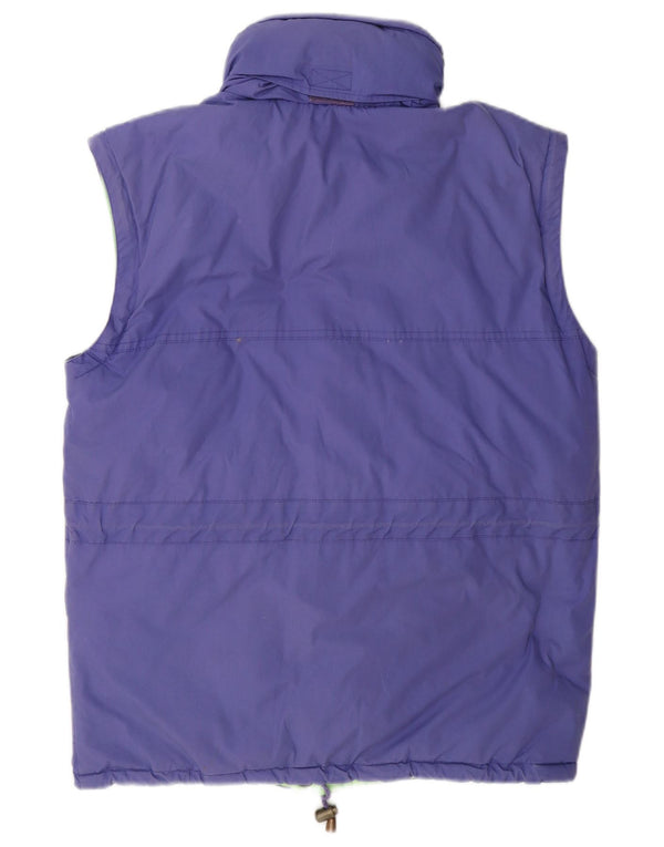 Vintage herre hætte vendbar polstret Gilet UK 40 Stor lilla farveblok