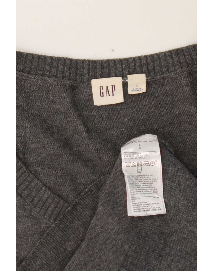 Gap Dame Cardigan Sweater UK 14 Stor Grå Bomuld
