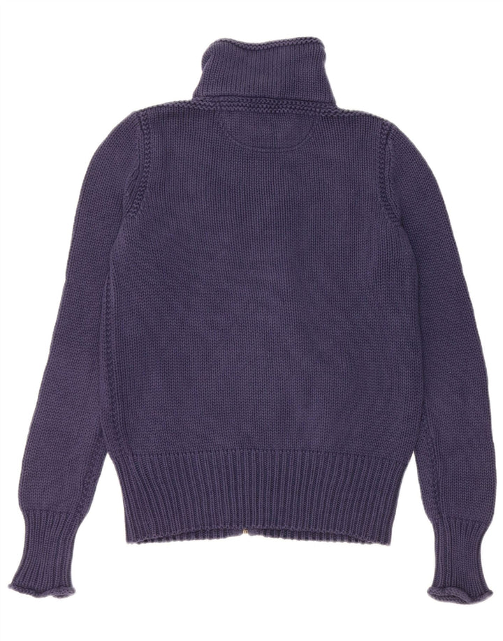 RALPH LAUREN Dame Cardigan Sweater UK 14 Medium Navyblå Bomuld