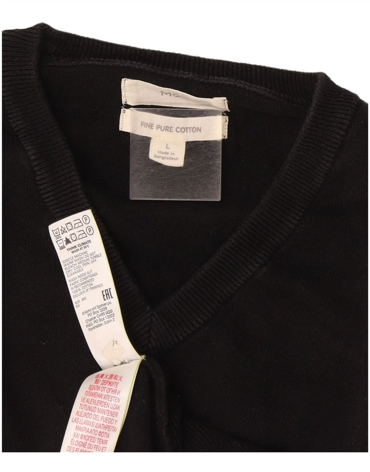 Marks & Spencer Herre V-hals sweater Stor sort bomuld