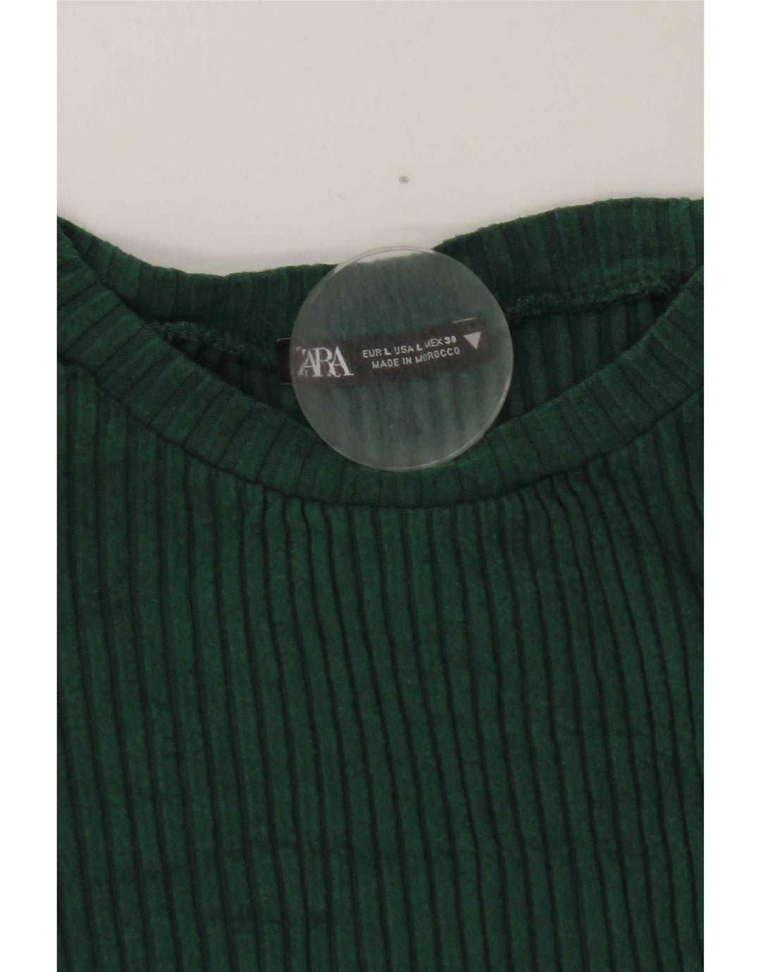 Zara Womens Crop Top Langærmet UK 14 Large Green