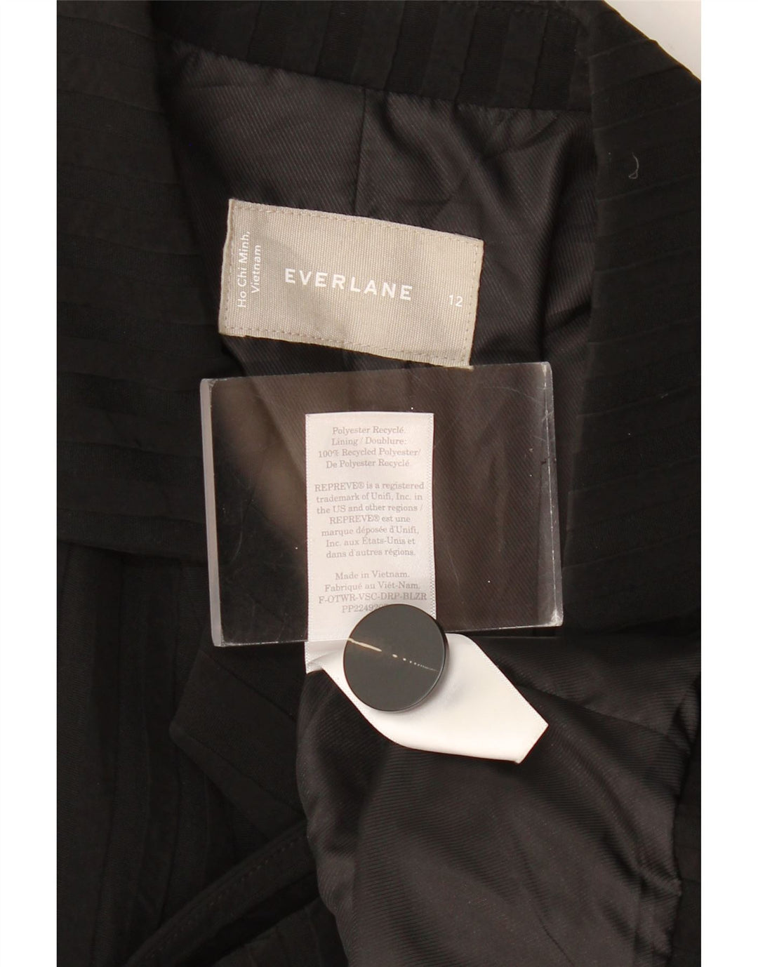 Everlane Dame Double Breasted Blazer Jacket US 12 Large Black Pinstripe