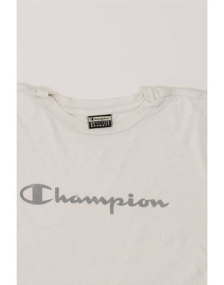 CHAMPION Womens Graphic T-Shirt Top UK 14 Medium White Cotton Vintage Champion and Second-Hand Champion from Messina Hembry 