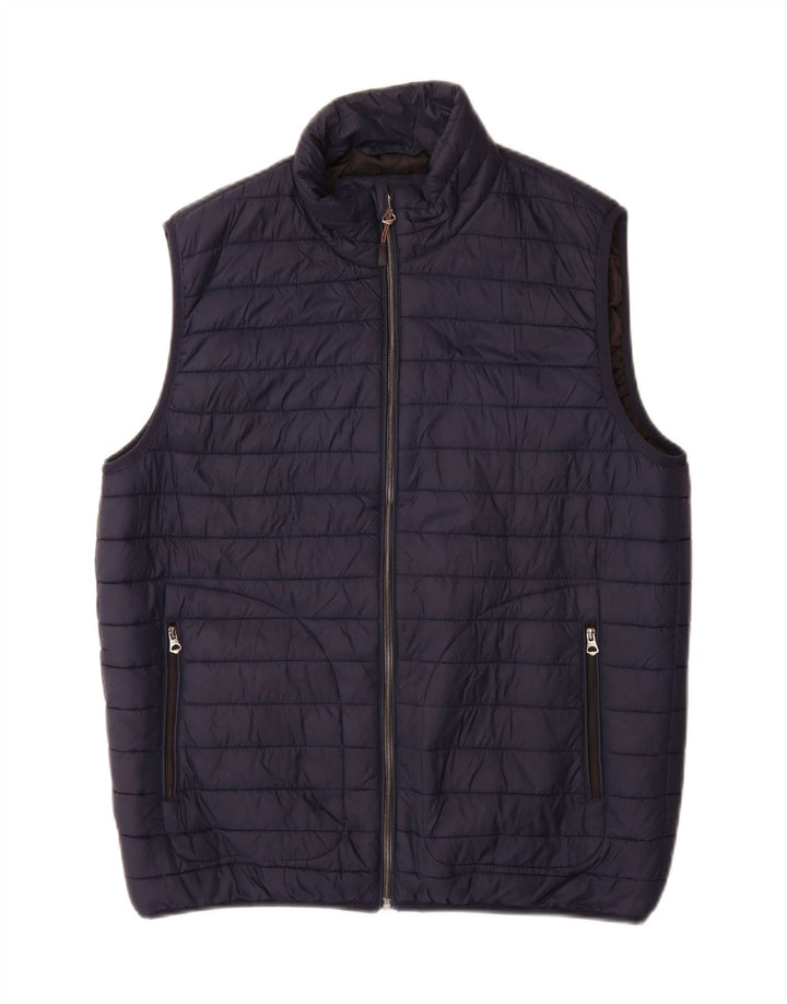 Zara Herre Polstret Gilet UK 38 Medium Navy Blue Nylon