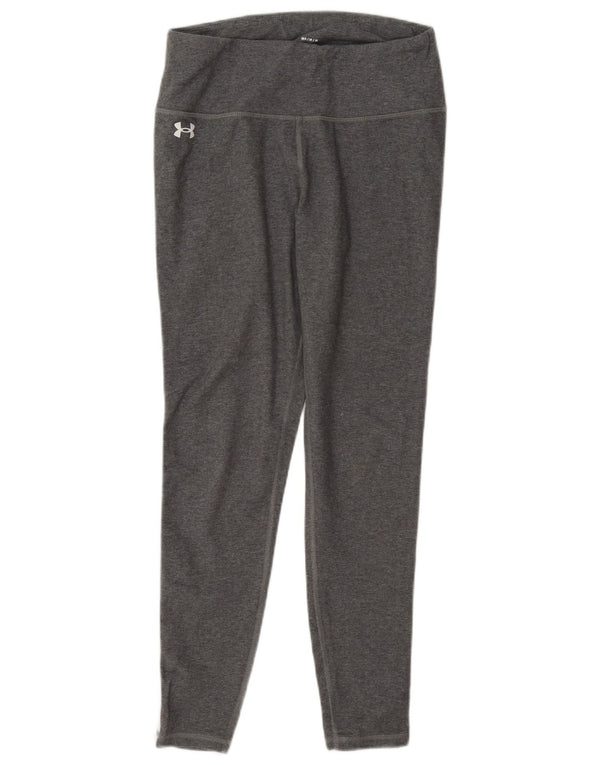 Under Armour Womens Crop Leggings UK 14 Medium Grey Colourblock Cotton