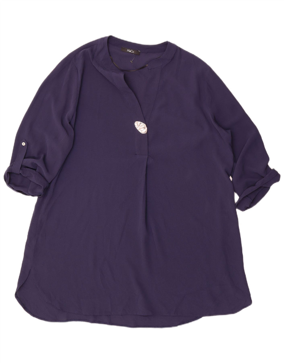 M&Co Dame 3/4 ærmer oversized teltkjole UK 16 Large Navy Blue Polyester