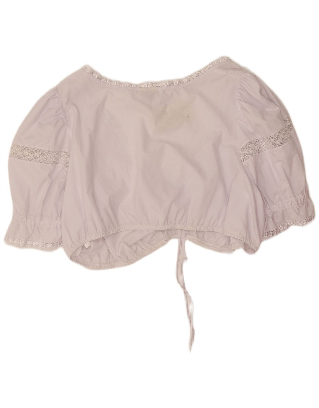 Vintage Dame Crop Top IT 56 4XL Hvid Blomsterbomuld