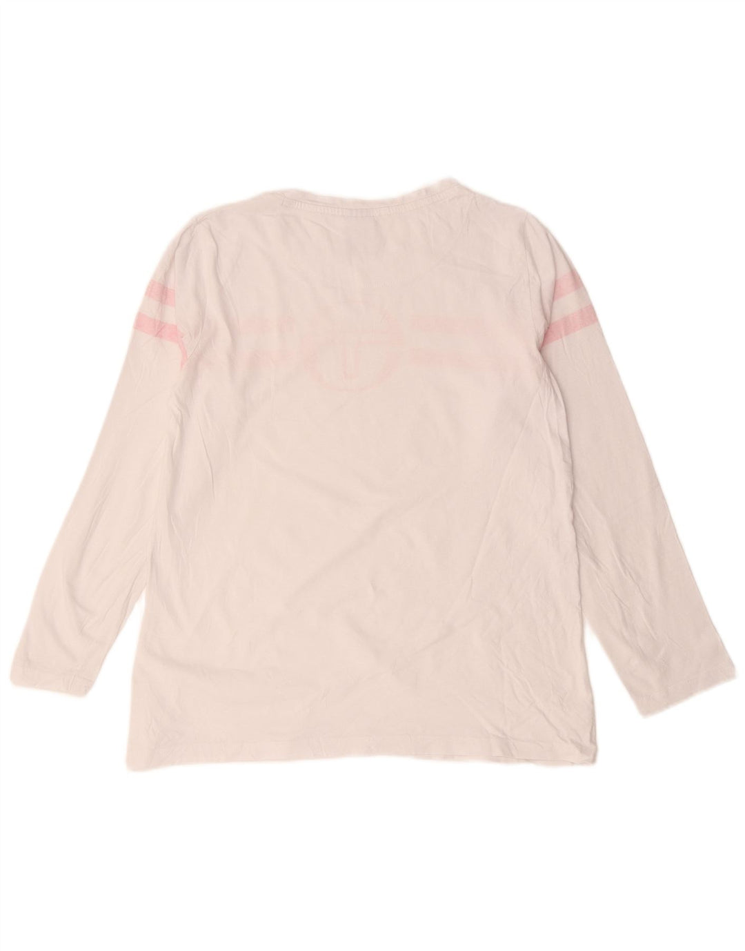 Sergio Tacchini Dame Grafisk Top Langærmet UK 14 Medium Hvid Stribet