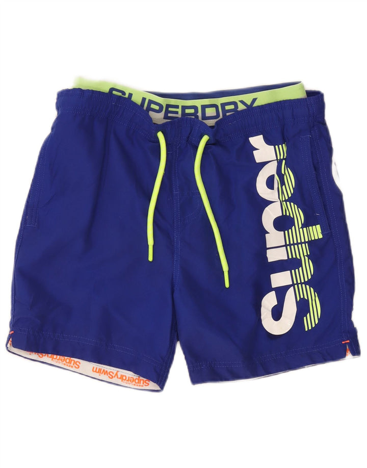 Superdry grafiske svømmeshorts til mænd, små blå polyester