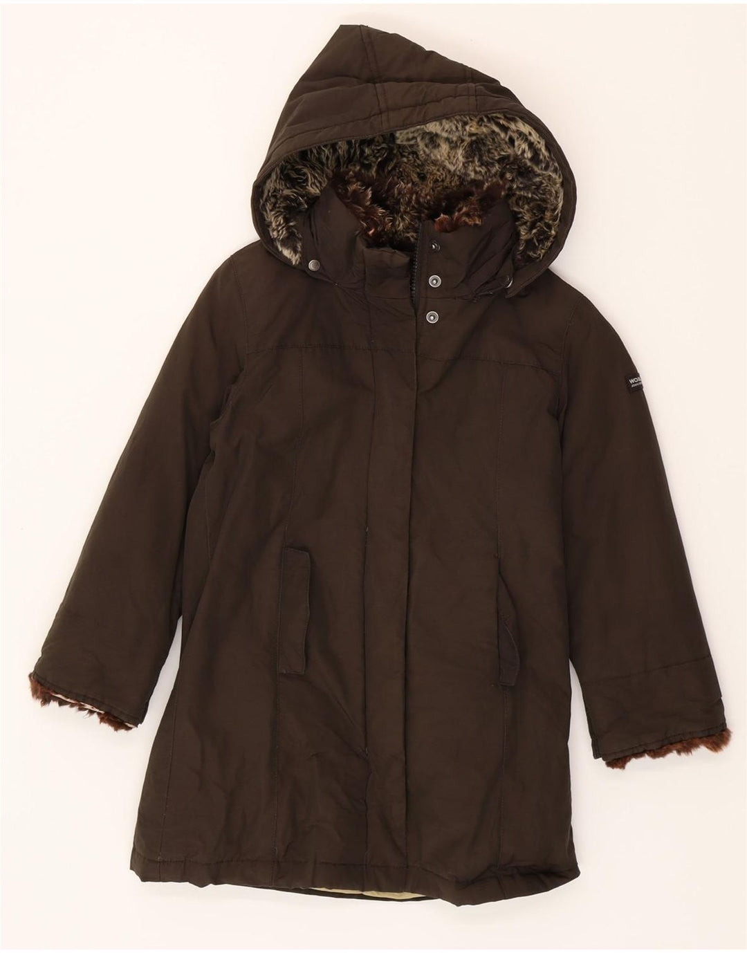 WOOLRICH Girls Hooded Padded Jacket 5-6 Years Brown Cotton