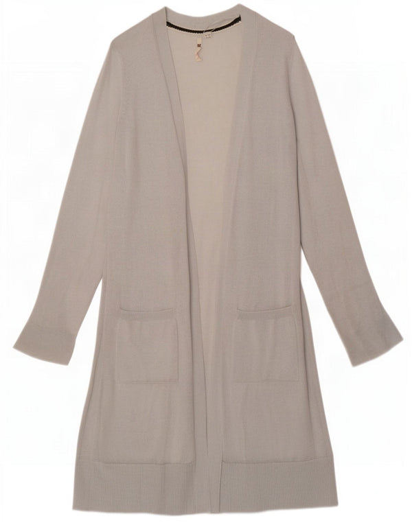 White Stuff Womens Longline Open Cardigan Sweater UK 12 Medium Grey Viscose