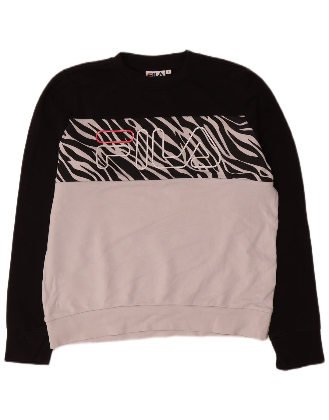 Fila Herre Grafisk Sweatshirt Jumper Lille Hvid Colourblock Bomuld