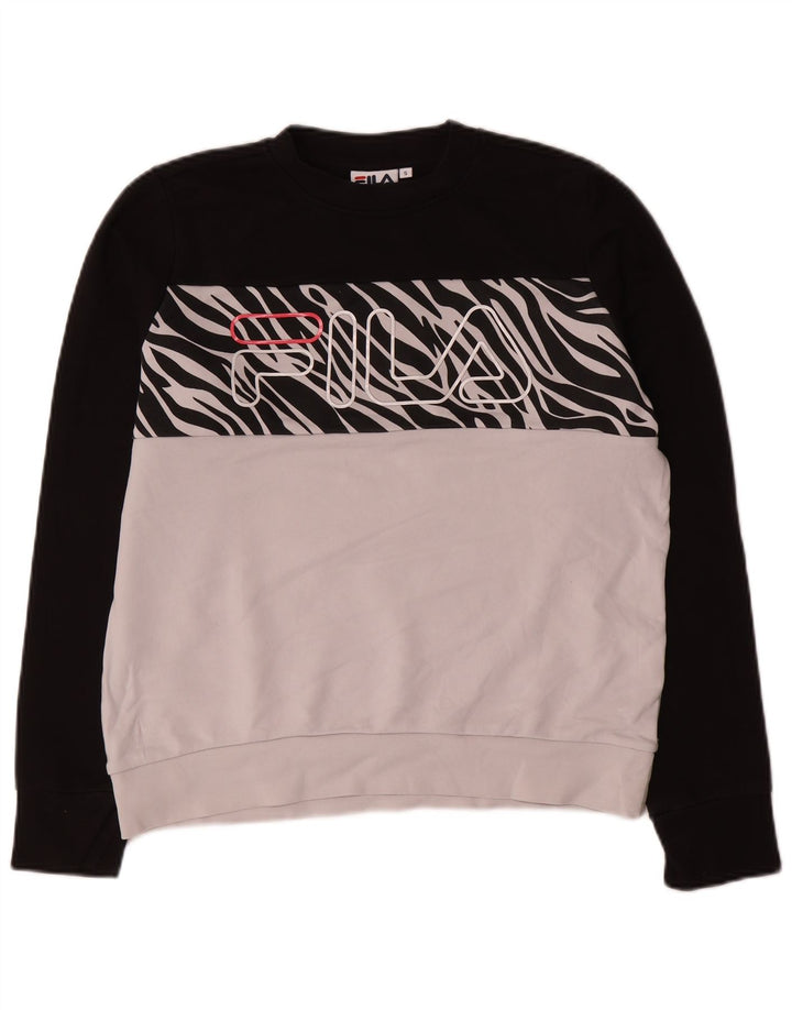 Fila Herre Grafisk Sweatshirt Jumper Lille Hvid Colourblock Bomuld