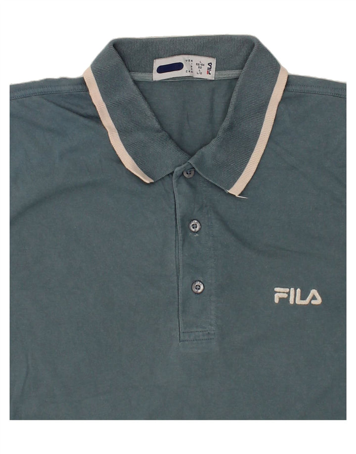 FILA Mens Polo Shirt Large Blue Cotton Vintage Fila and Second-Hand Fila from Messina Hembry 
