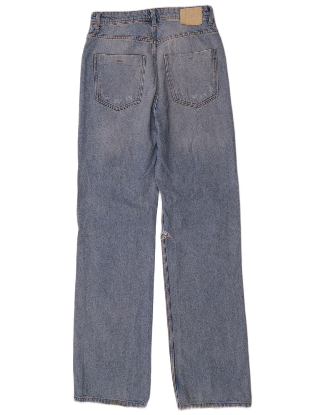 Zara Dame Distressed Straight Jeans EU 38 Small W28 L34 Blue