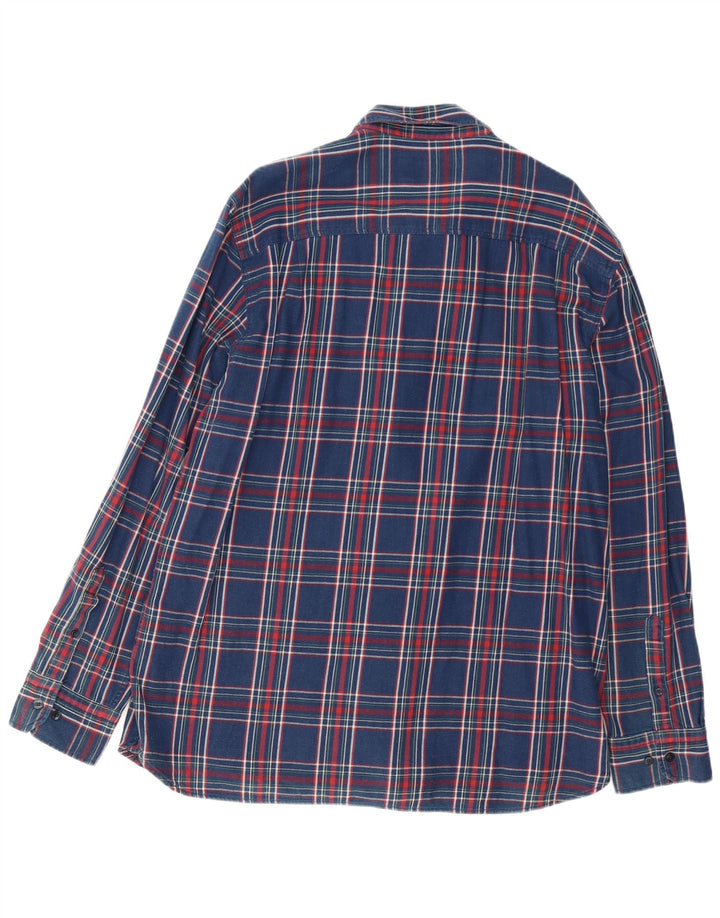 MARLBORO CLASSICS Flanelskjorte til mænd 3XL Navyblå Plaid Bomuld