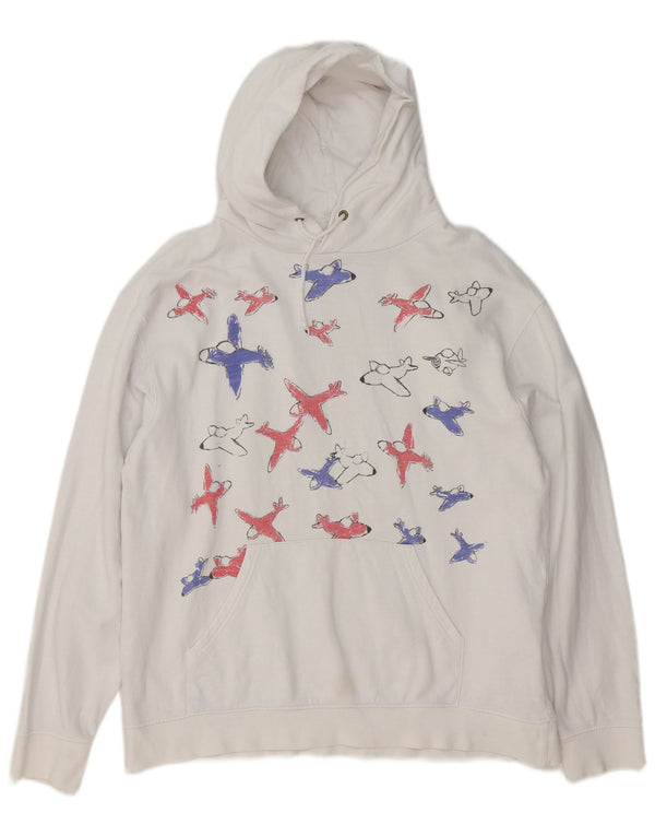 Topshop Dame Grafisk Hoodie Jumper UK 14 Medium White Bomuld