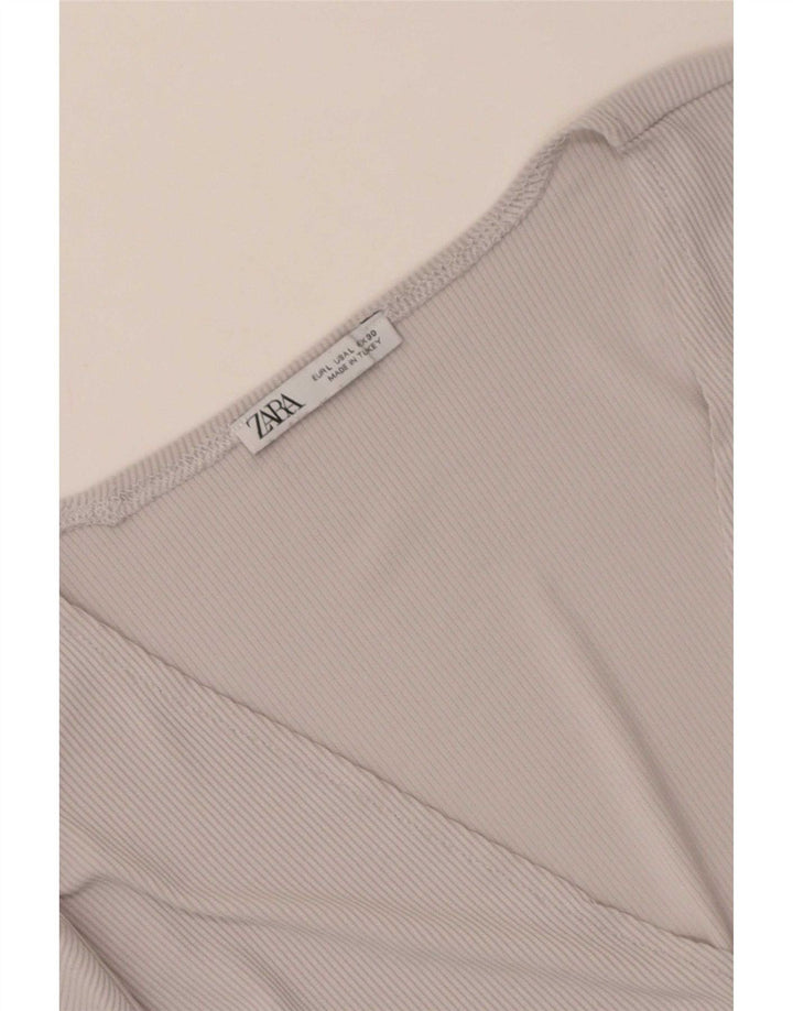 Zara Dame T-Shirt Top UK 14 Stor Grå