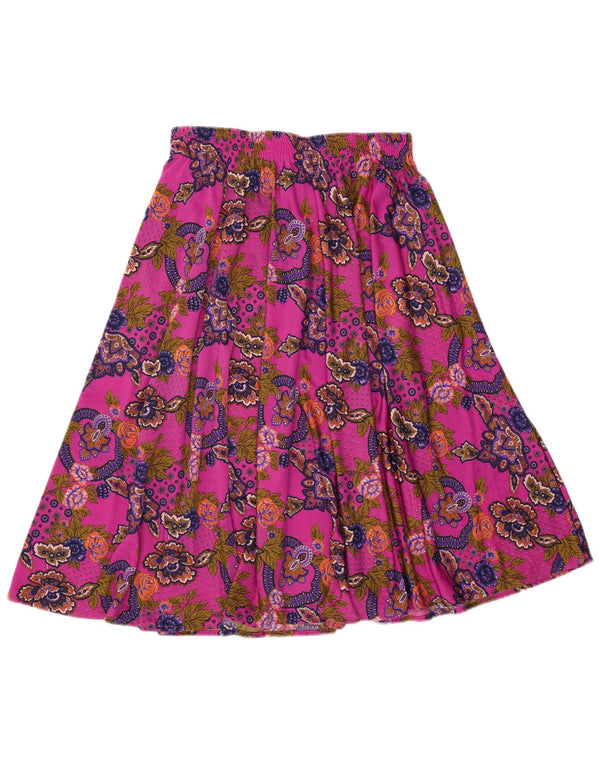 Vintage Kvinders Flared Skirt W34 Large Pink Paisley