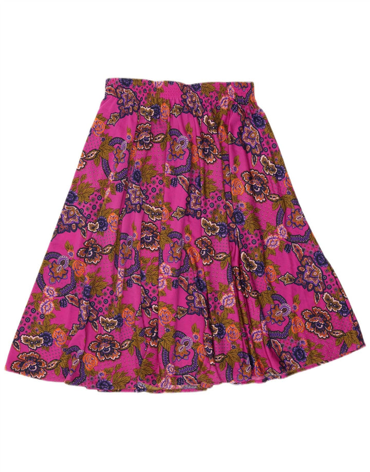 Vintage Kvinders Flared Skirt W34 Large Pink Paisley