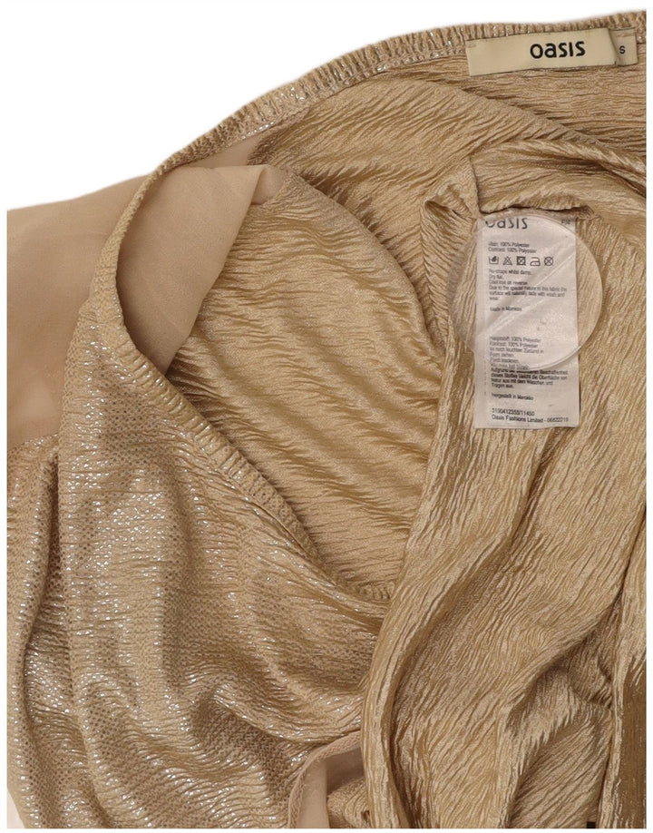 OASIS Womens Longline Oversized Bluse Top UK 10 Small Gold Polyester