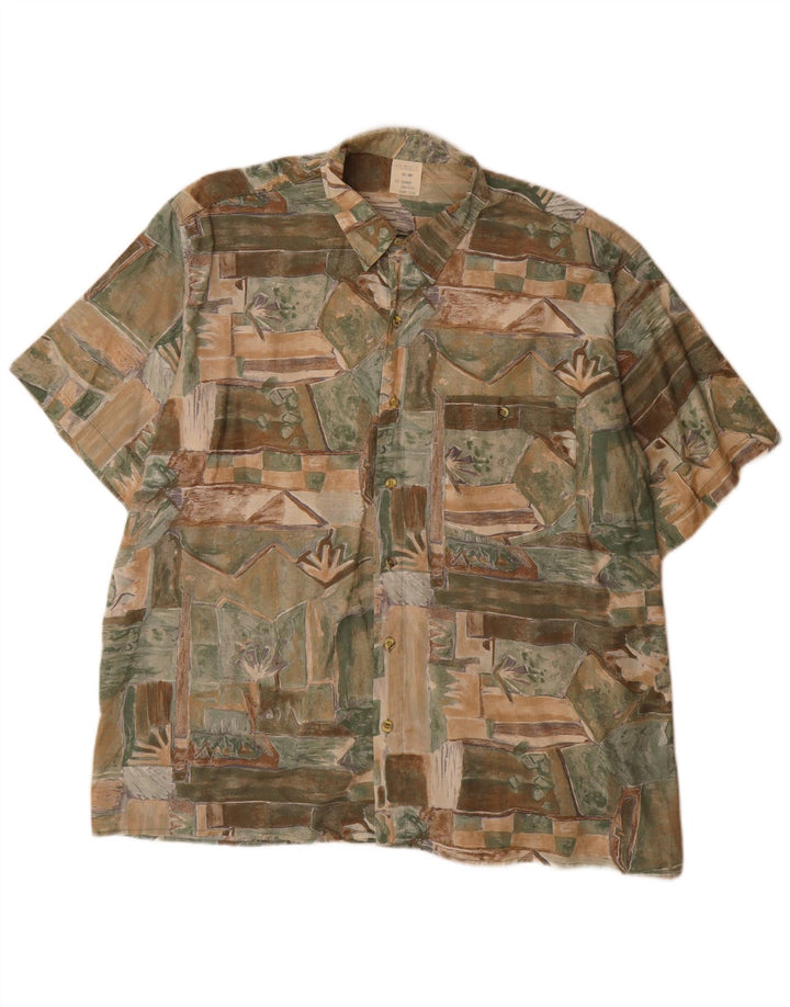 Vintage herre abstrakt mønster kortærmet skjorte UK 45/46 XL flerfarvet