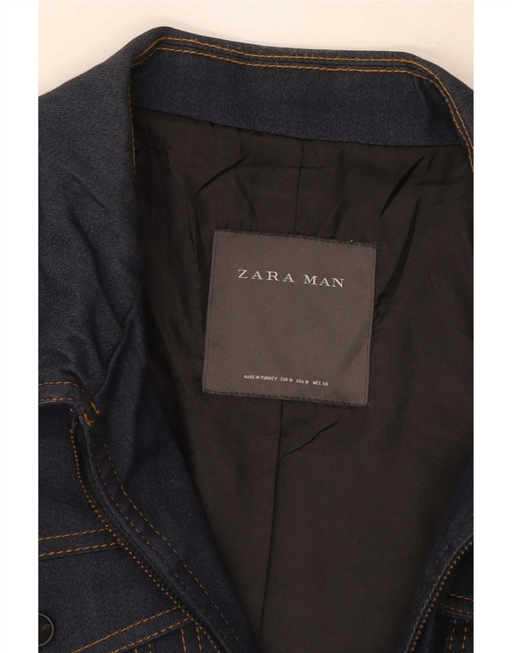 Zara Herre denimjakke UK 38 Medium Navyblå Bomuld