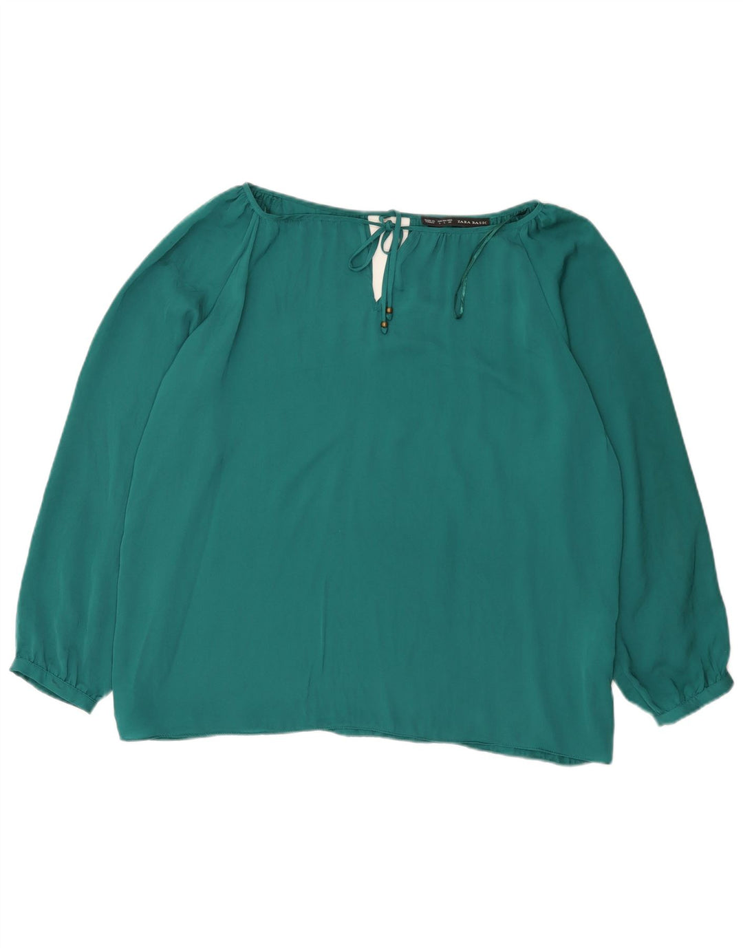 Zara Dame Oversized Bluse Top UK 16 Large Green Polyester