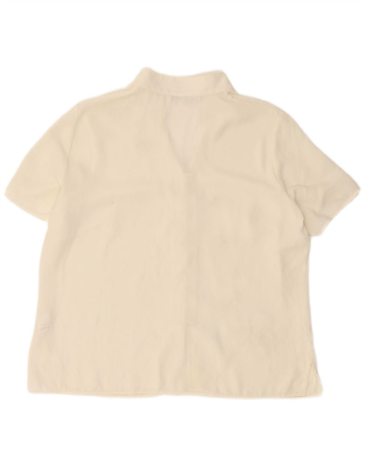 Marks & Spencer Damebluse Top UK 16 Large Off White Floral Polyester