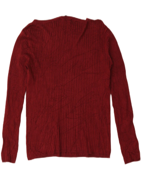 Marks & Spencer Womens Boat Neck Jumper Sweater UK 12 Medium Burgundy