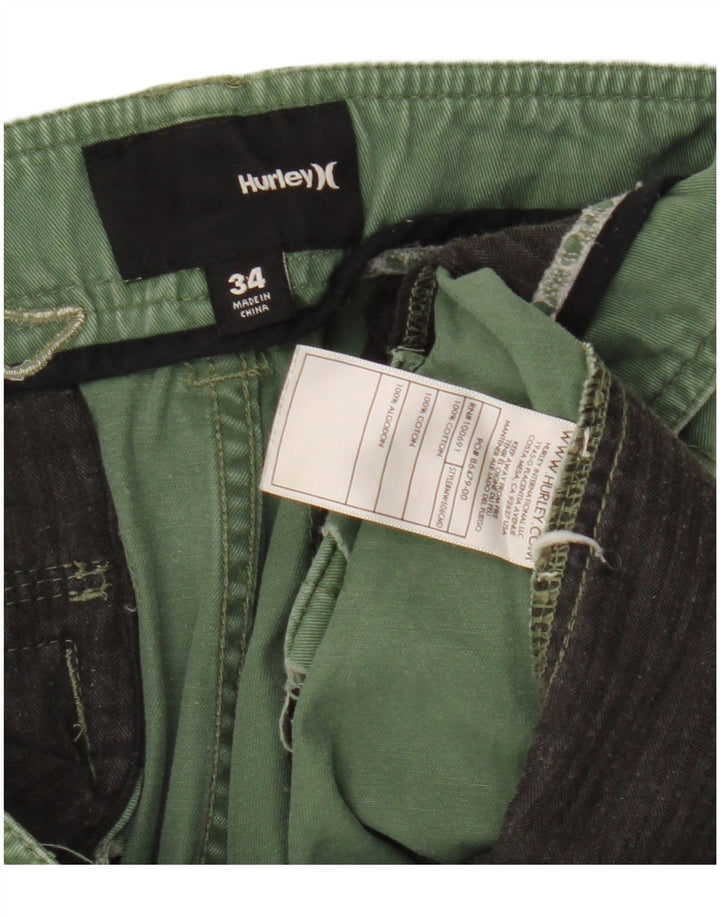 Hurley Herre Cargo Shorts W34 Stor grøn bomuld