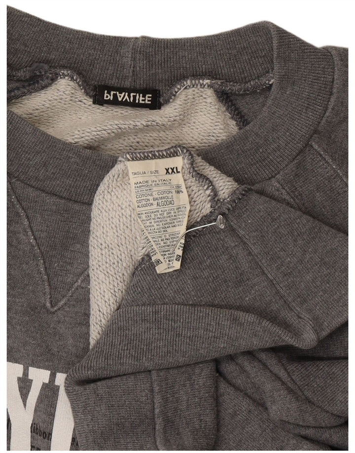 Playlife Herre Grafisk Sweatshirt Jumper 2XL Grå Bomuld