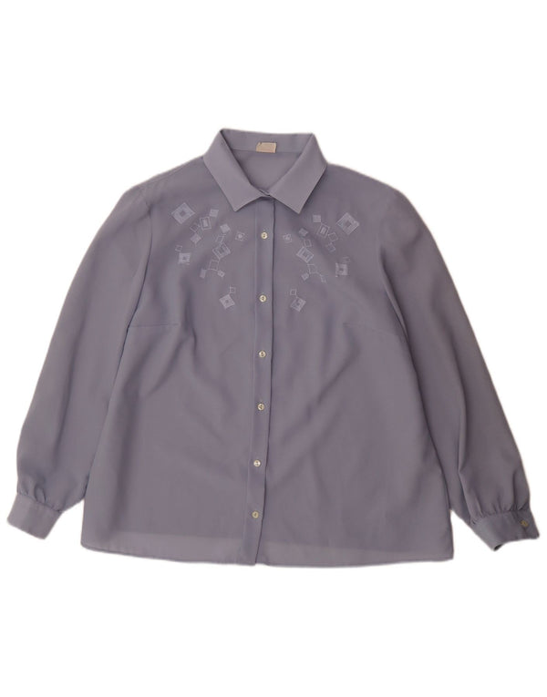 Primavera Firenze skjortebluse til kvinder IT 51 XL Blå Geometrisk Polarskin