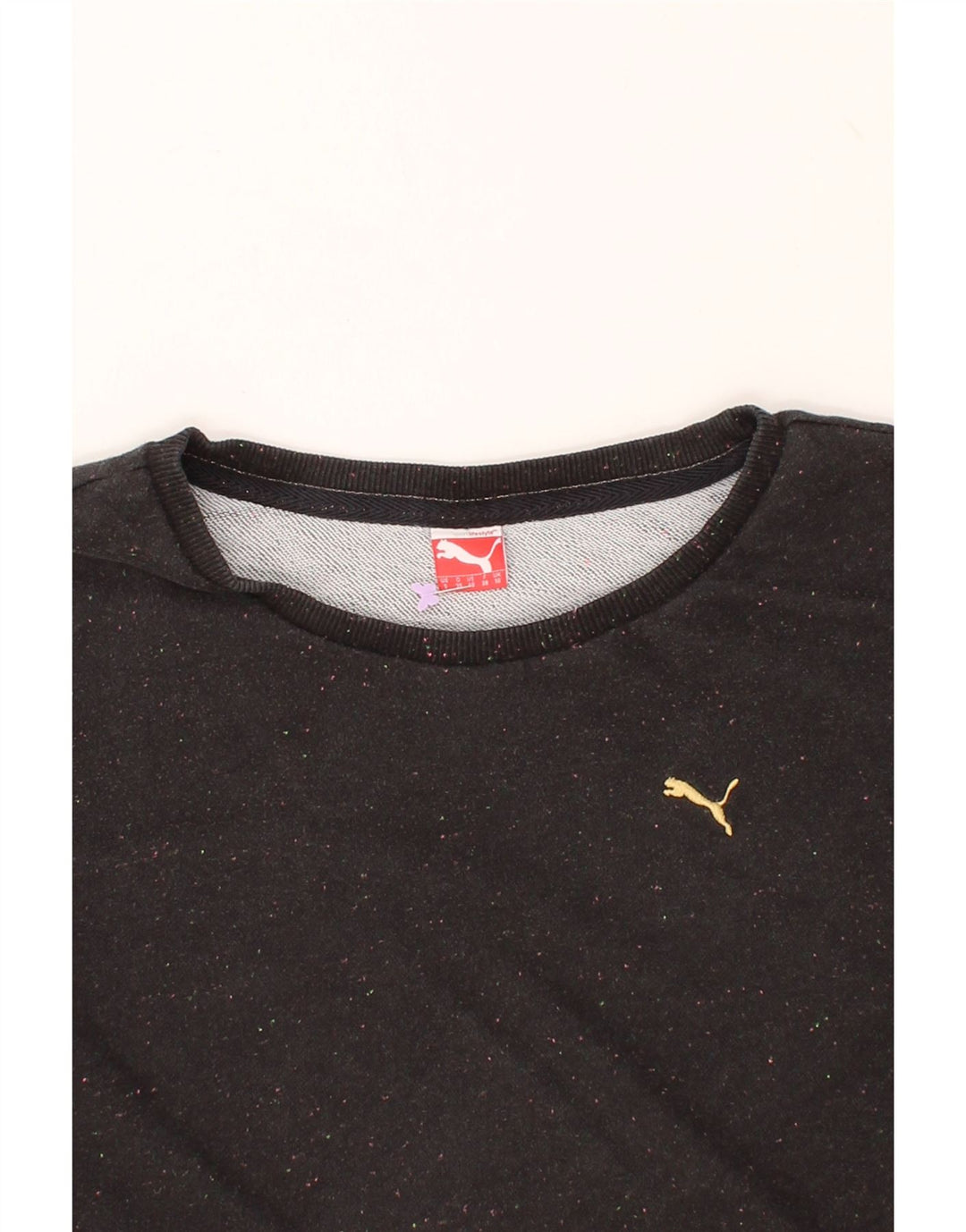 PUMA Womens Oversized Sweatshirt Jumper UK 10 Small  Black Flecked Vintage Puma and Second-Hand Puma from Messina Hembry 