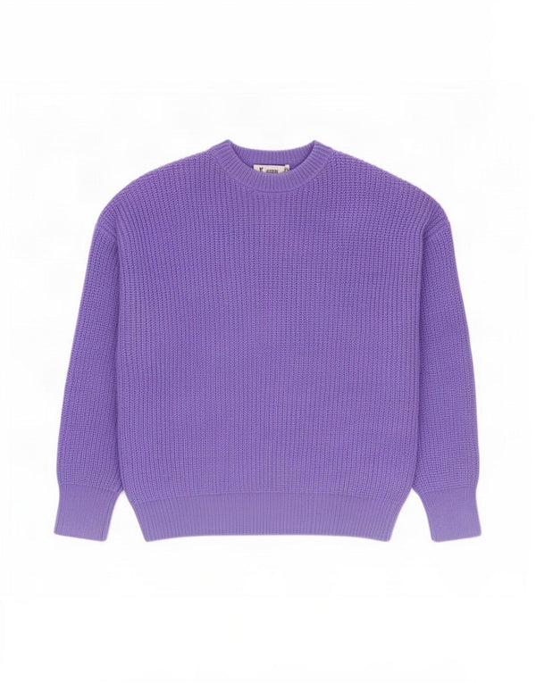Zara Dame Oversized Crew Neck Jumper Sweater UK 14 Medium Lilla Akryl
