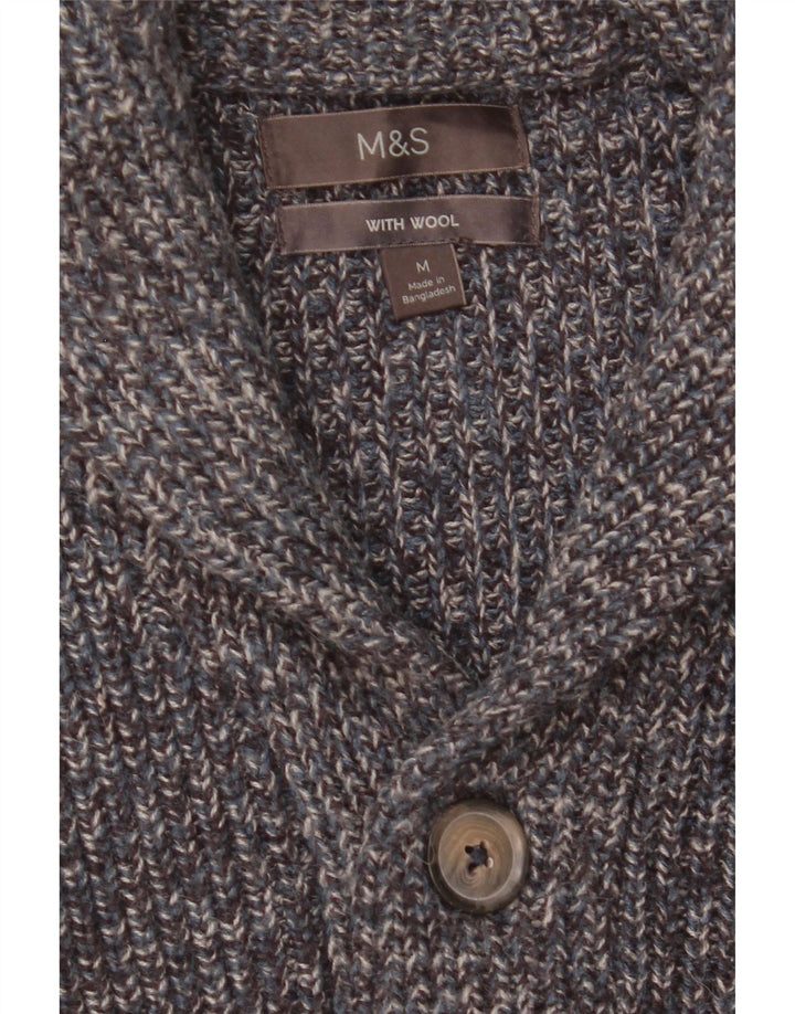 Marks & Spencer Herre cardigan sweater Medium Blue Flecked Uld