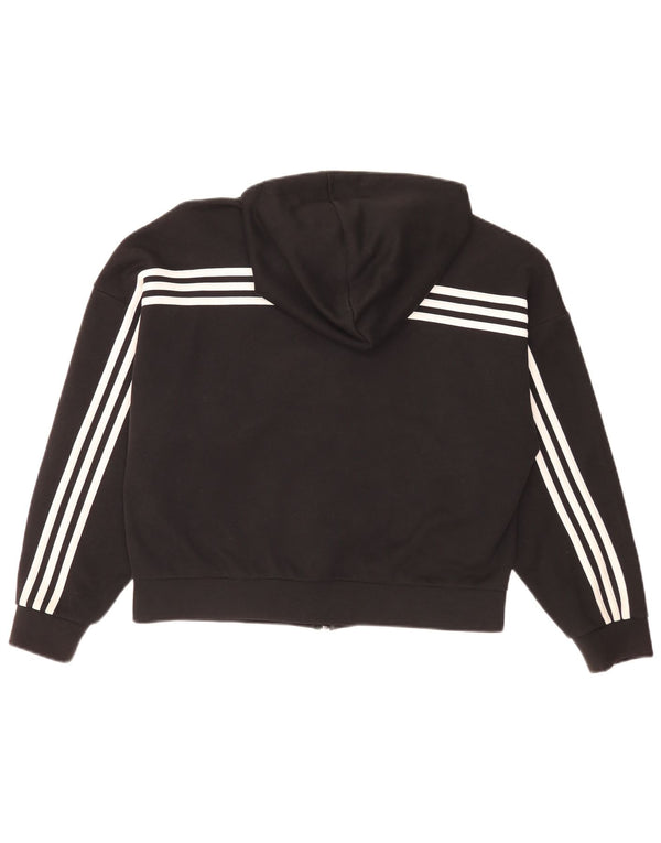 Adidas Womens Crop Oversized hættetrøje med lynlås UK 12/14 Medium Black