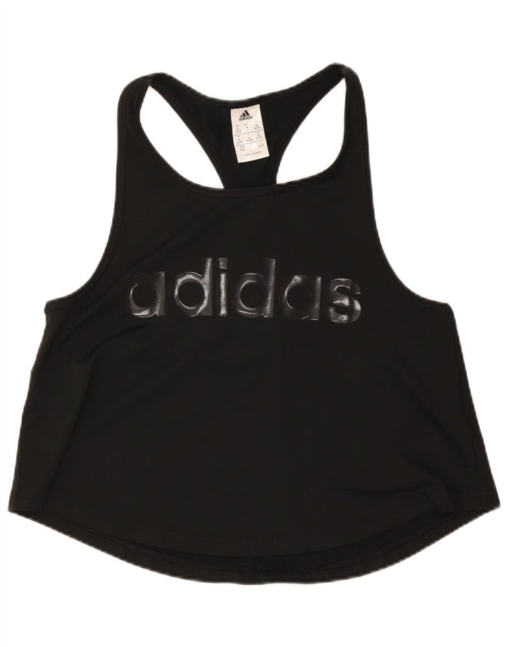Adidas Womens Crop Graphic Vest Top UK 12/14 Medium Black Polyester