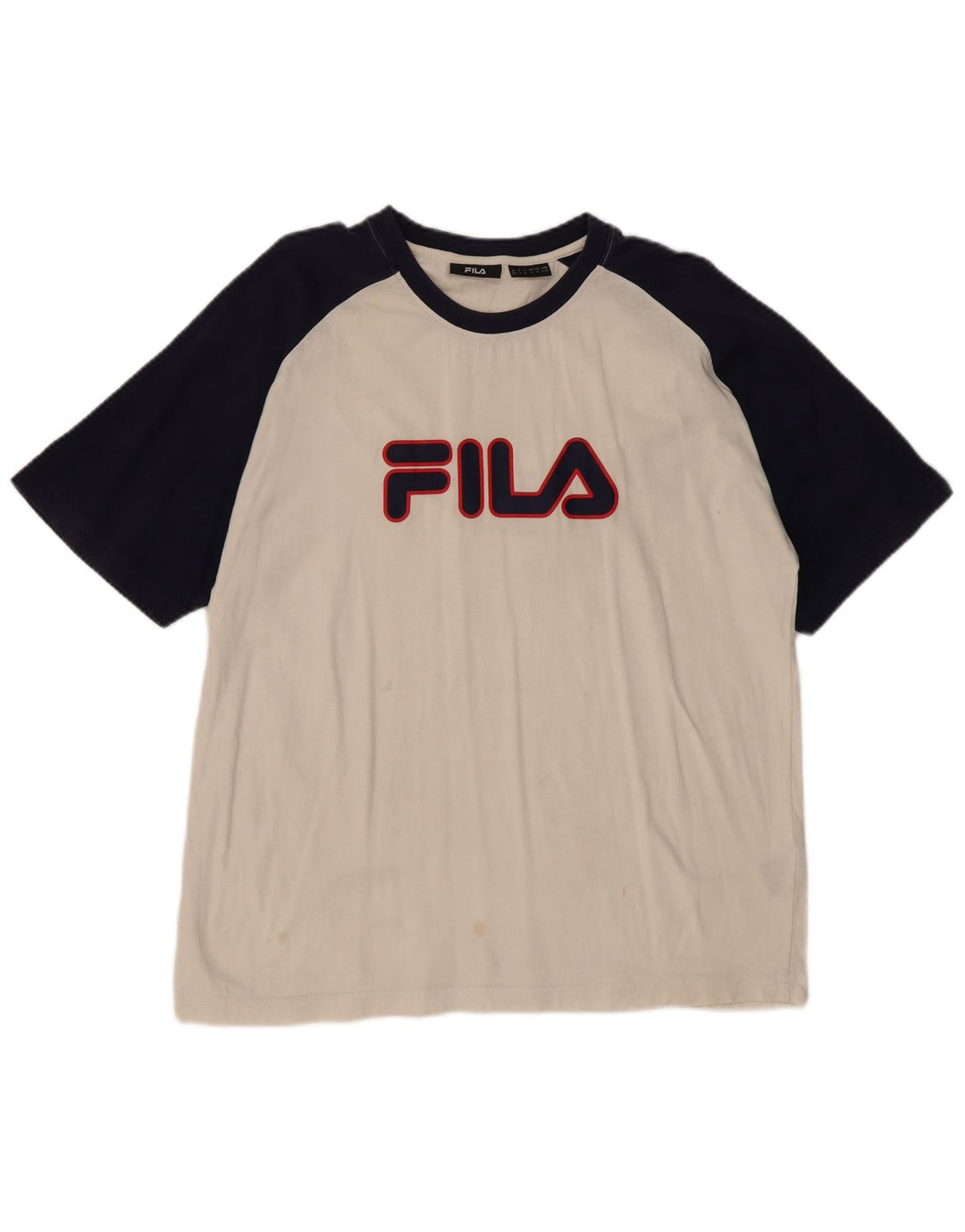FILA Herre Grafisk T-Shirt Top Stor Hvid Colourblock Bomuld