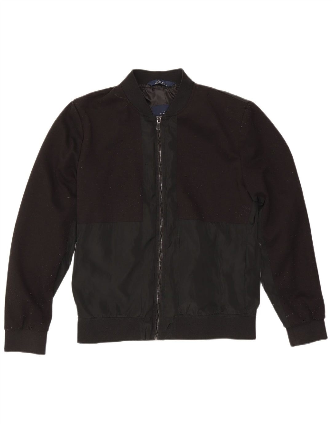 Zara Herre Bomber Jacket UK 40 Large Black Polyester