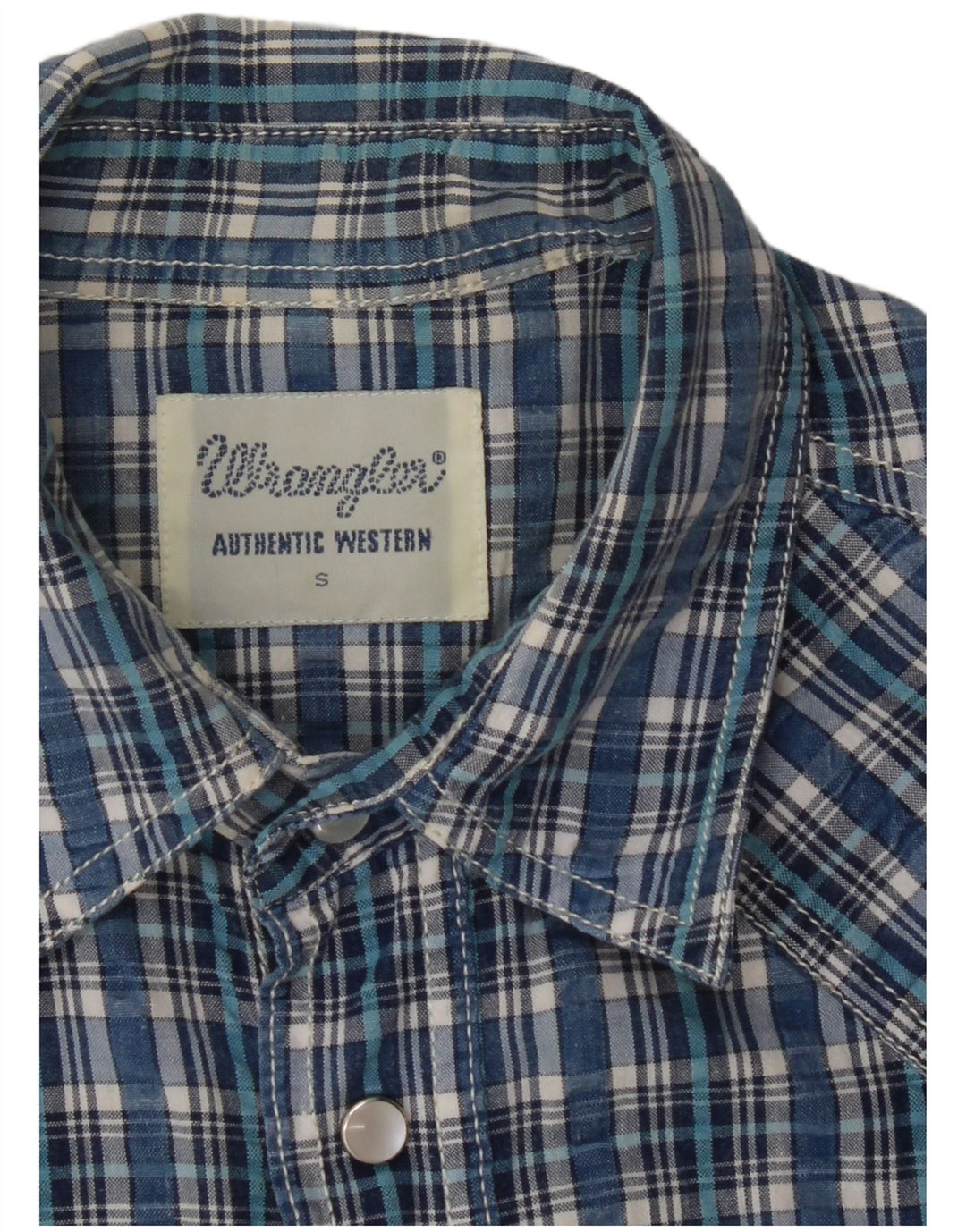 WRANGLER Mens Shirt Small Blue Check Cotton
