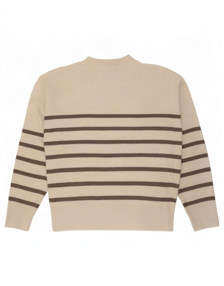 Marks & Spencer Dame V-hals sweater UK 10 Small Off White Stribet