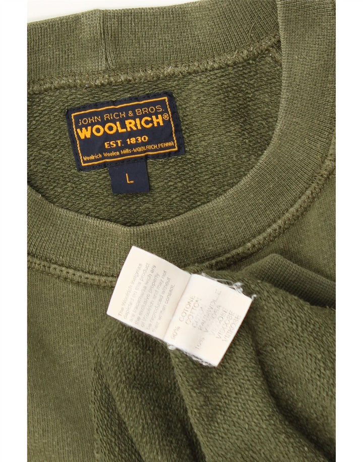 Woolrich Herre Grafisk Sweatshirt Jumper Stor Grøn Bomuld