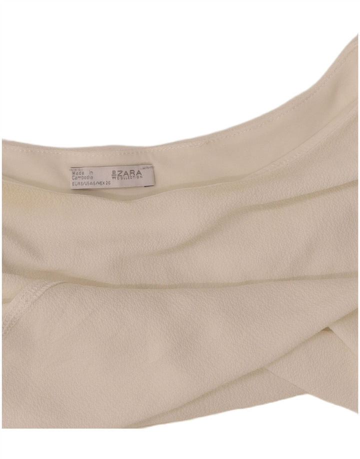 Zara Dame Ærmeløs Poncho Bluse Top UK 10 Small White