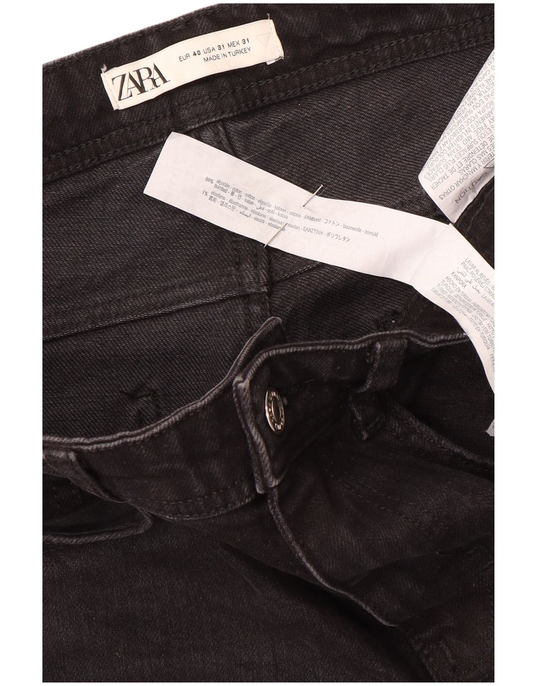 Zara Dame Slim Jeans EU 40 Medium W31 L29 Sort Bomuld