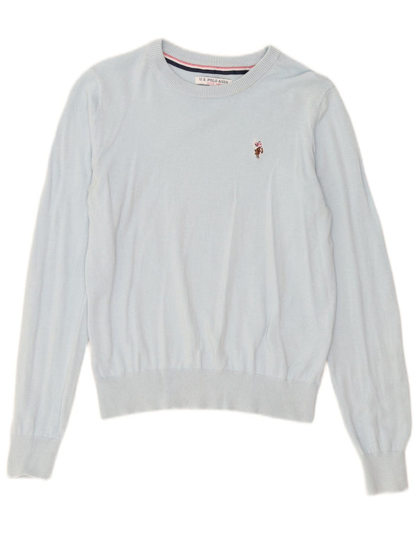 U.S. Polo Assn. Dame Boat Neck Jumper Sweater UK 10 Small Blue Bomuld