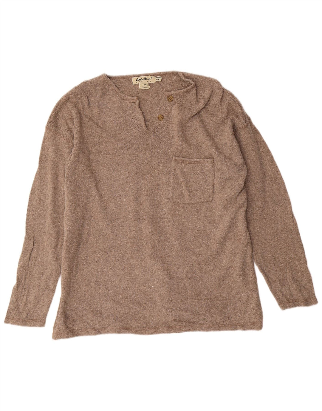 EDDIE BAUER Dame Oversized Boat Neck Jumper Sweater UK 14 Medium Brown